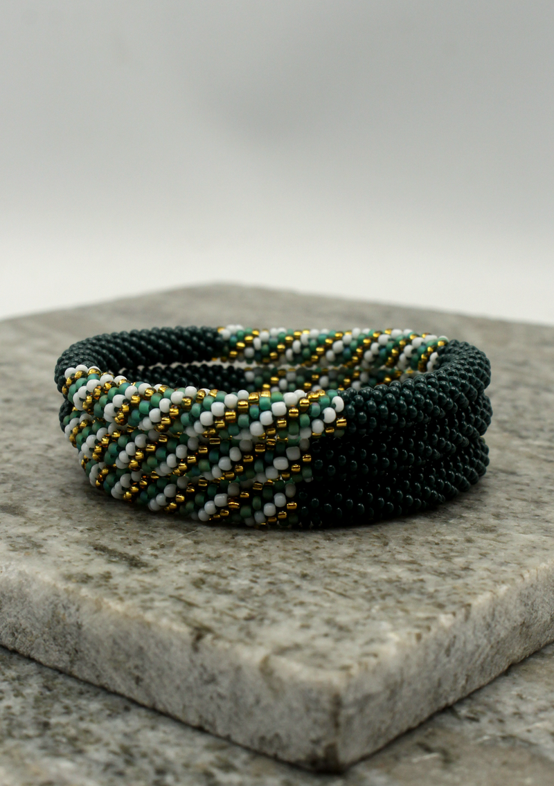 Green Mermaid Gold Roll on Beads Bracelet