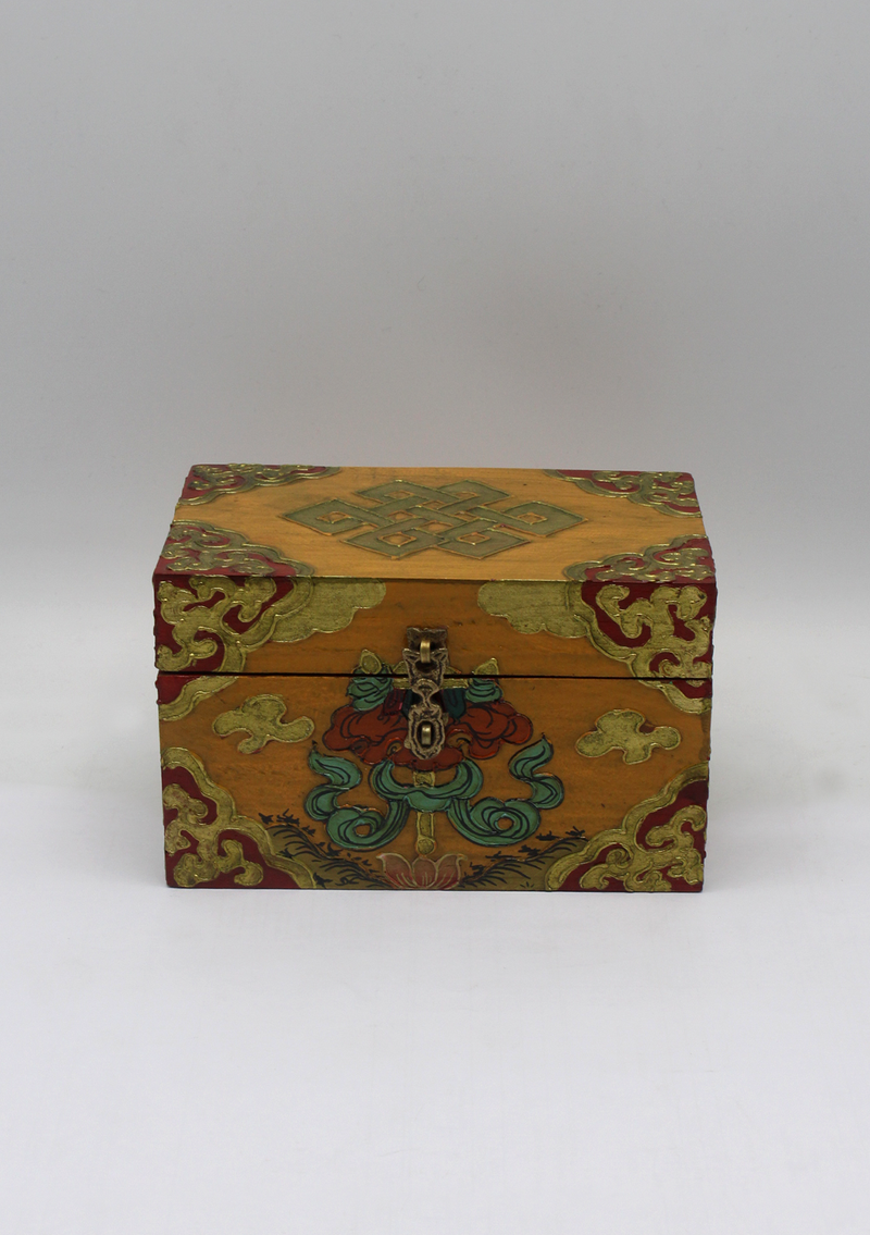 Handpainted Tibetan Wooden Boxes with Endless Knot - Medium