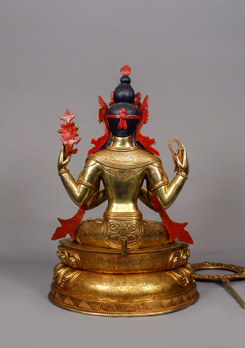Fully Gold Plated Chenrezig Statue 1.7 feet high