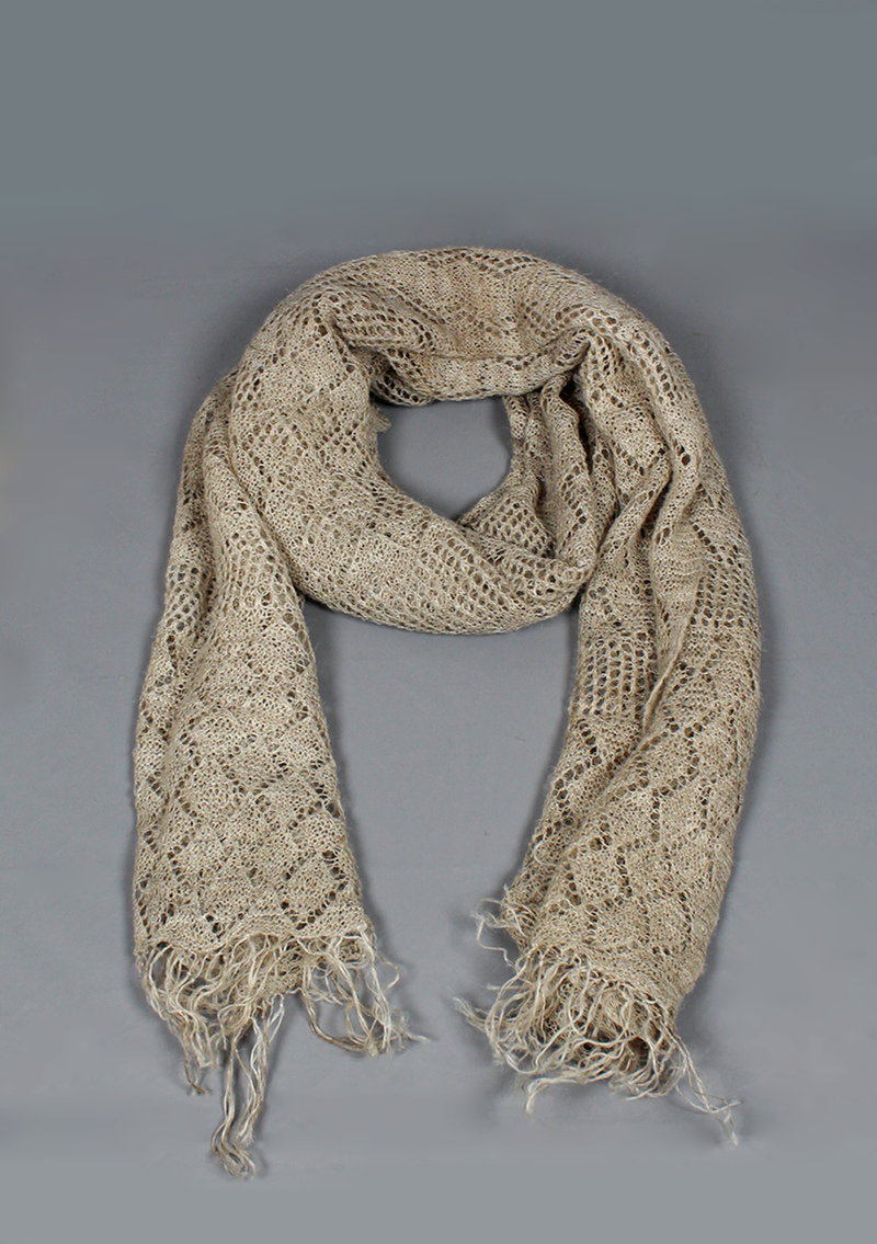 Handcrafted Wild Nettle Yarn Patterned Shawl