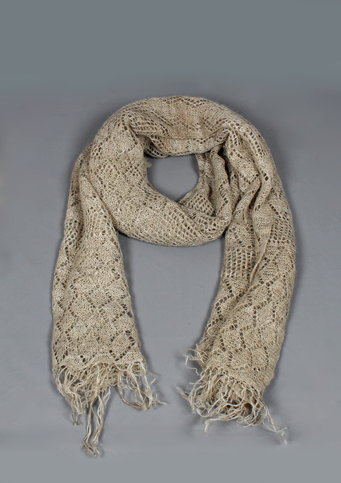 Handcrafted Wild Nettle Yarn Patterned Shawl