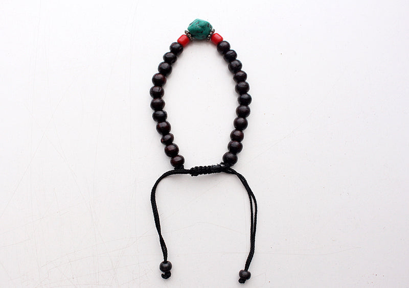 Dark Rosewood Bracelet with Turquoise Spacer