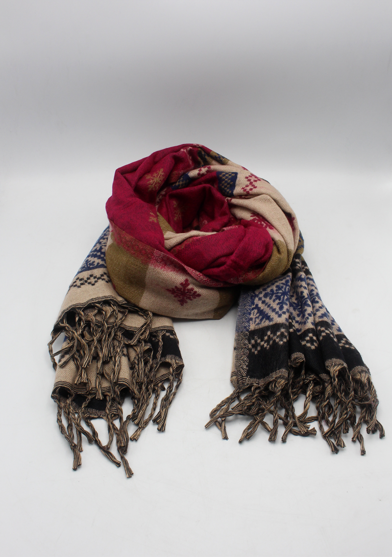 Hand loomed Pink Woolen Shawl Nepal- Bindia