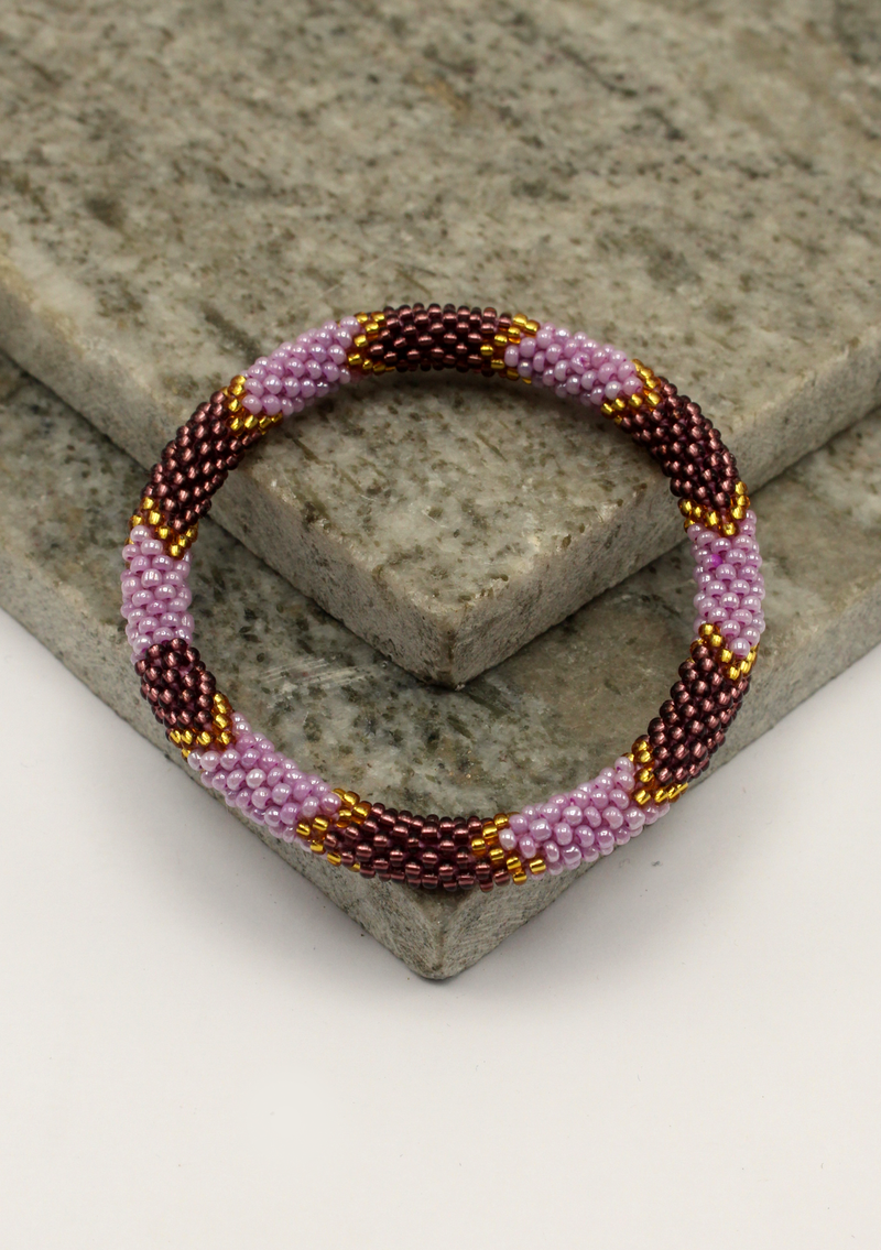 Golden Purple Roll on Beads Bracelet