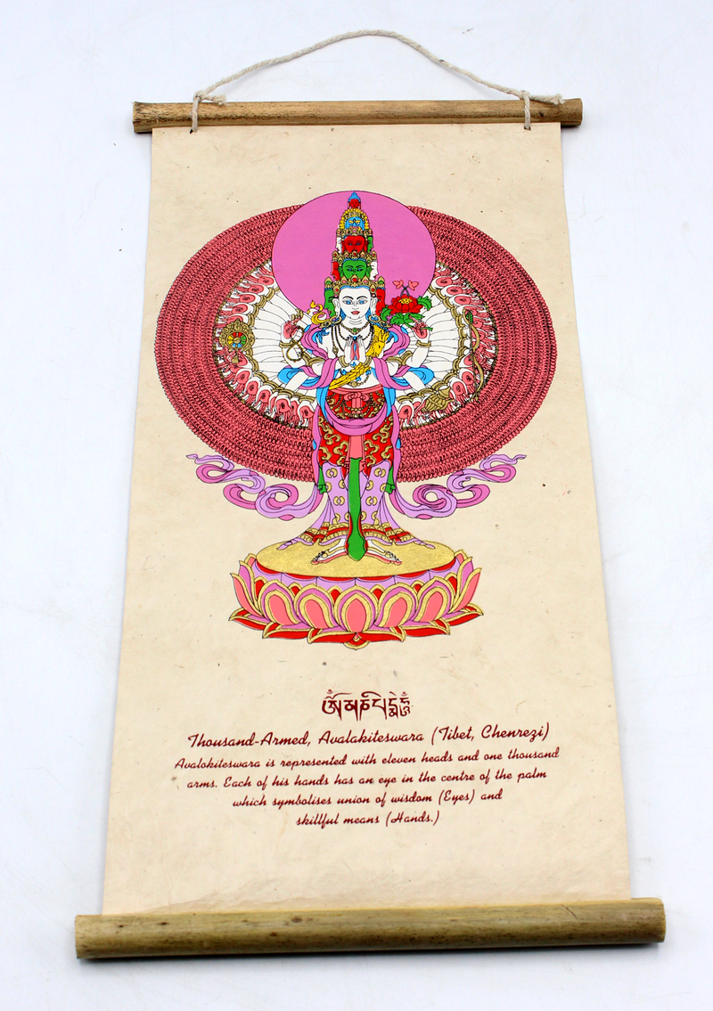 Thousand Armed Avalokiteshvara Printed Lokta PaperWall Hanging