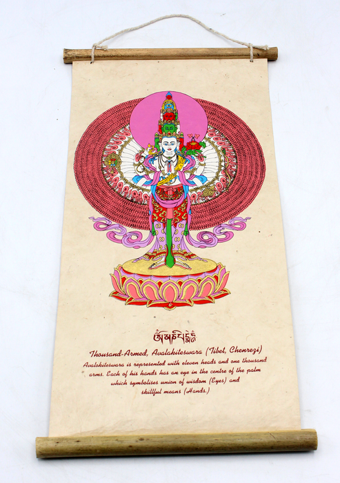 Thousand Armed Avalokiteshvara Printed Lokta PaperWall Hanging