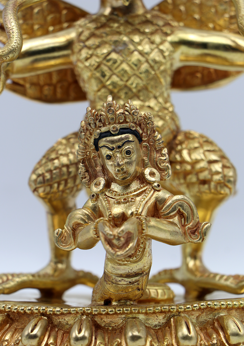 Vainateya 24 K Gold Copper Garuda Statue 8"