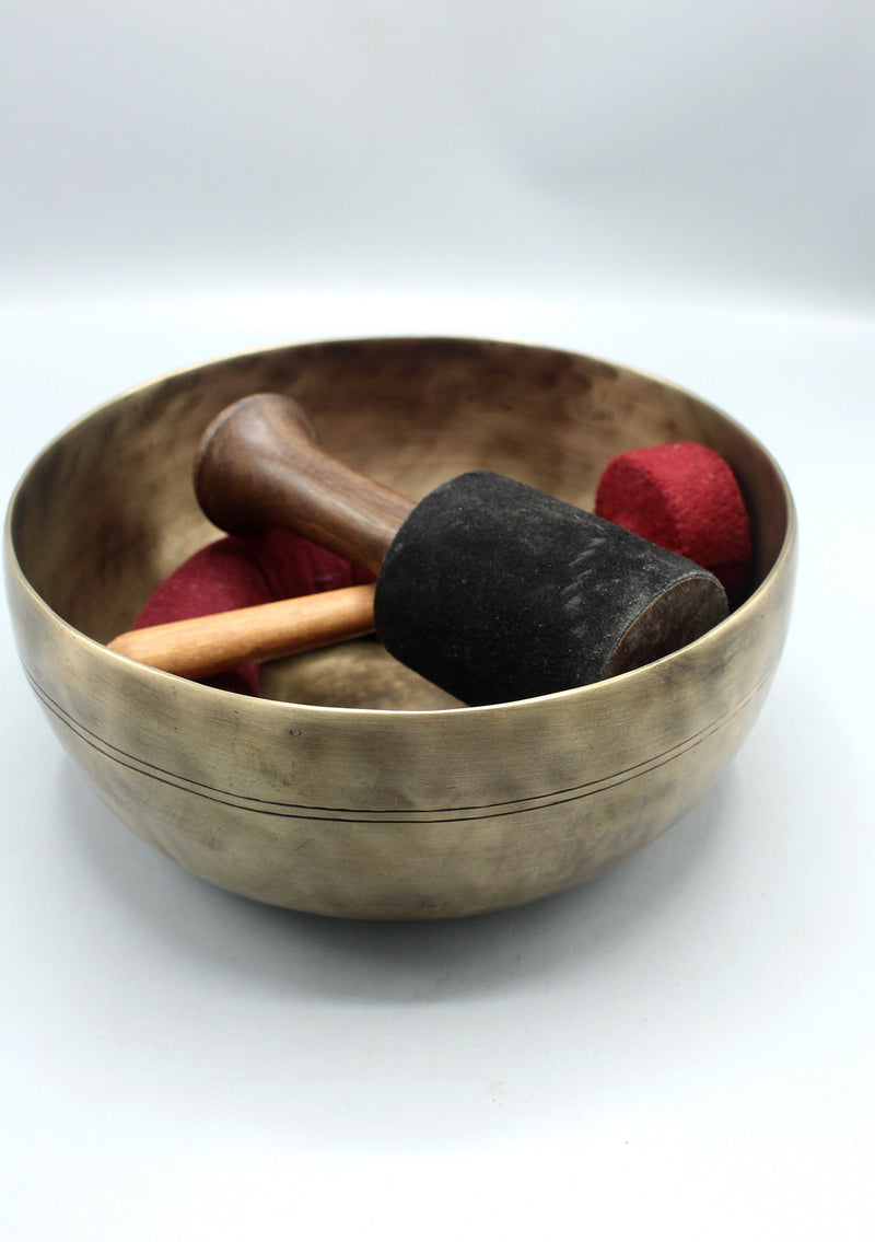 Tibetan Old Healing Glass Shape Singing Bowl