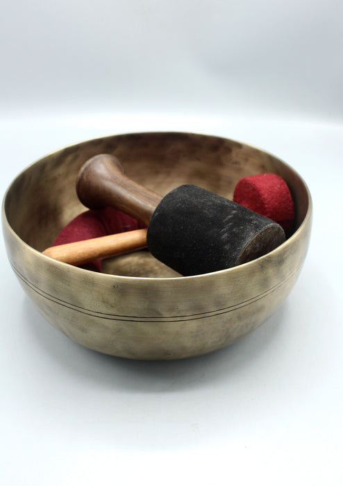 Tibetan Old Healing Glass Shape Singing Bowl