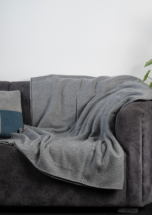 Chevron Patterned 100% Cashmere Blanket