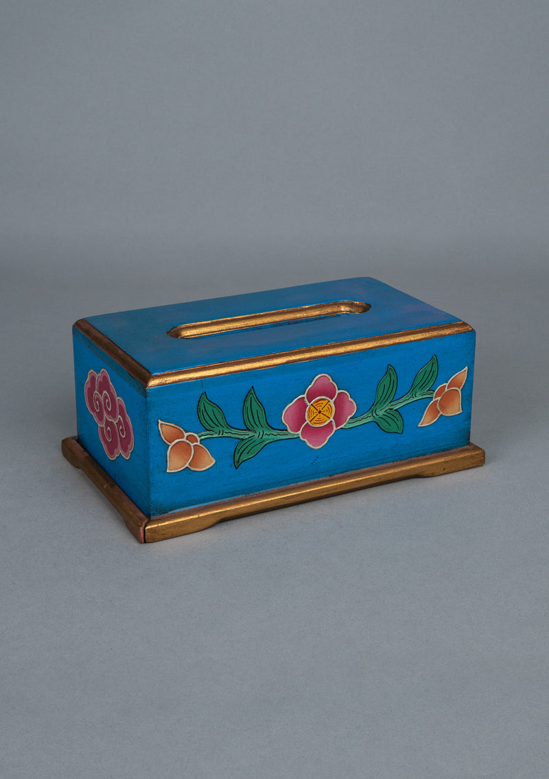 Handpainted Floral Wooden Tissue Box