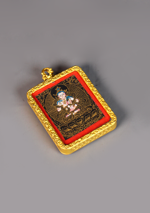 Vajrasattva Mini Thangka Amulet Pendant