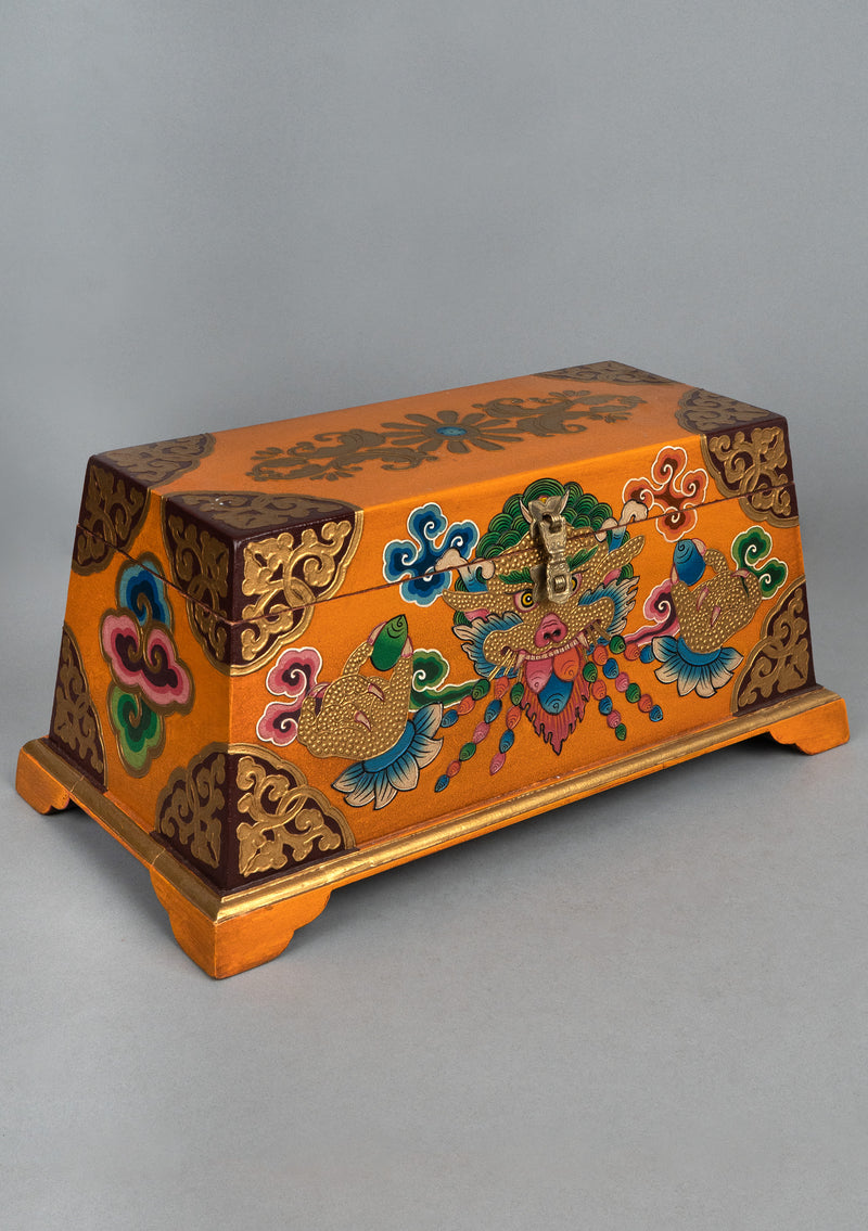 Handpainted Tibetan Cheppu Wooden Altar Box