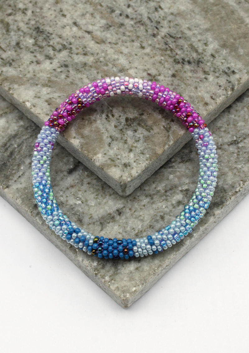 Blue Roll on Beads Bracelet
