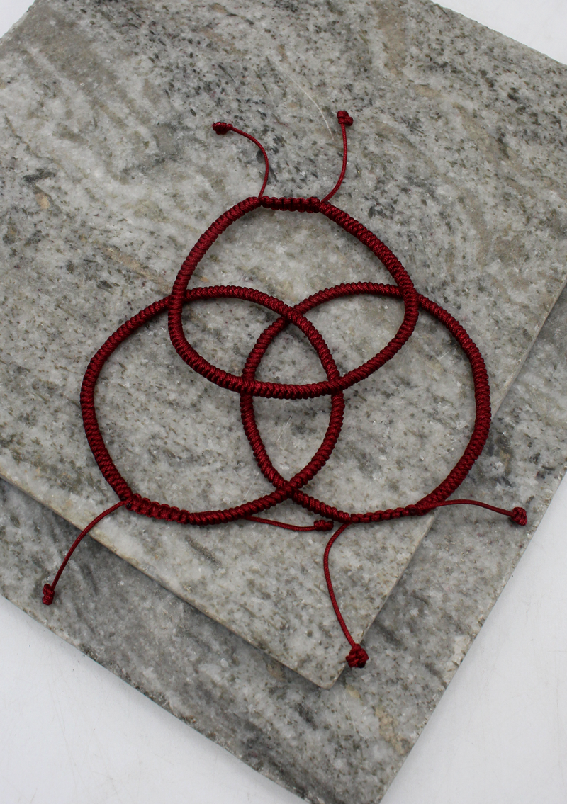 Bright Maroon Lucky Knots Protection Tibetan Bracelet