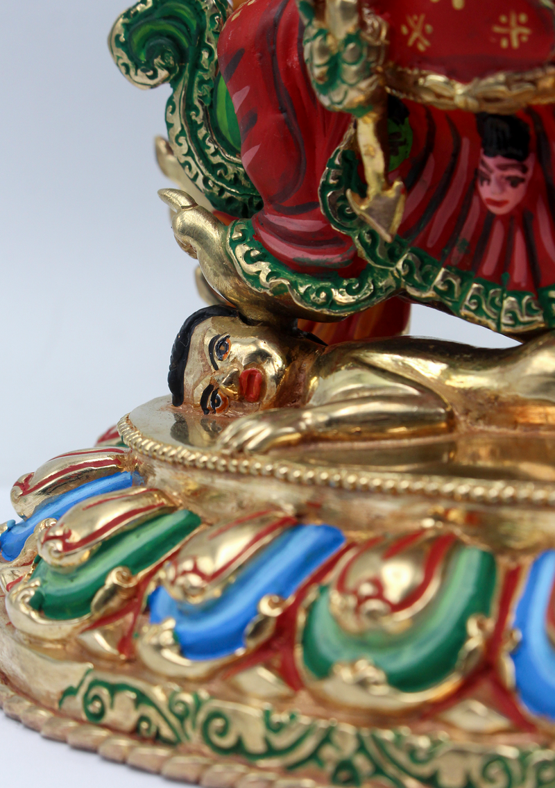 Majestic Hand-Painted Gold-Plated  Kajupa Mahakala Statue 8.5"H