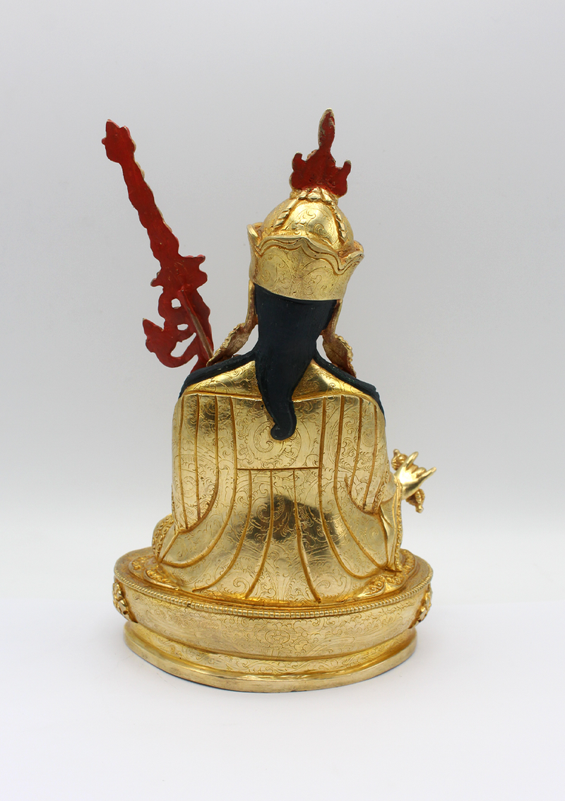 Fully Gold Plated Guru Padmasambhava Statue 8" H