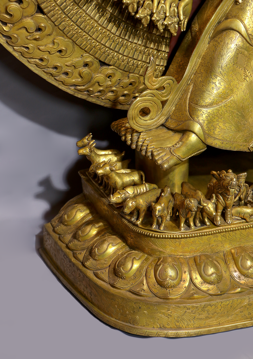 Mastercrafted 24 K Gold Sitatapatra or Dukkar Statue 51"H