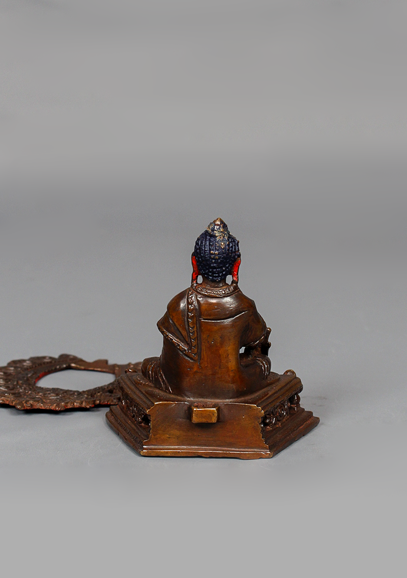 Oxidized Copper Medicine Buddha Statue 3.75" H