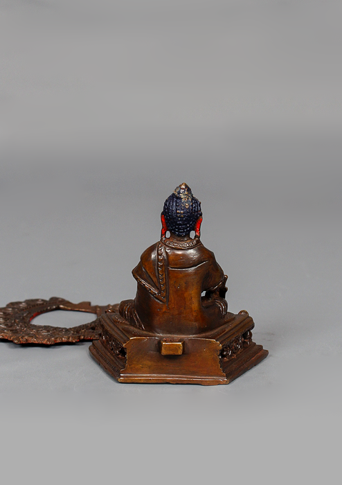 Oxidized Copper Medicine Buddha Statue 3.75" H