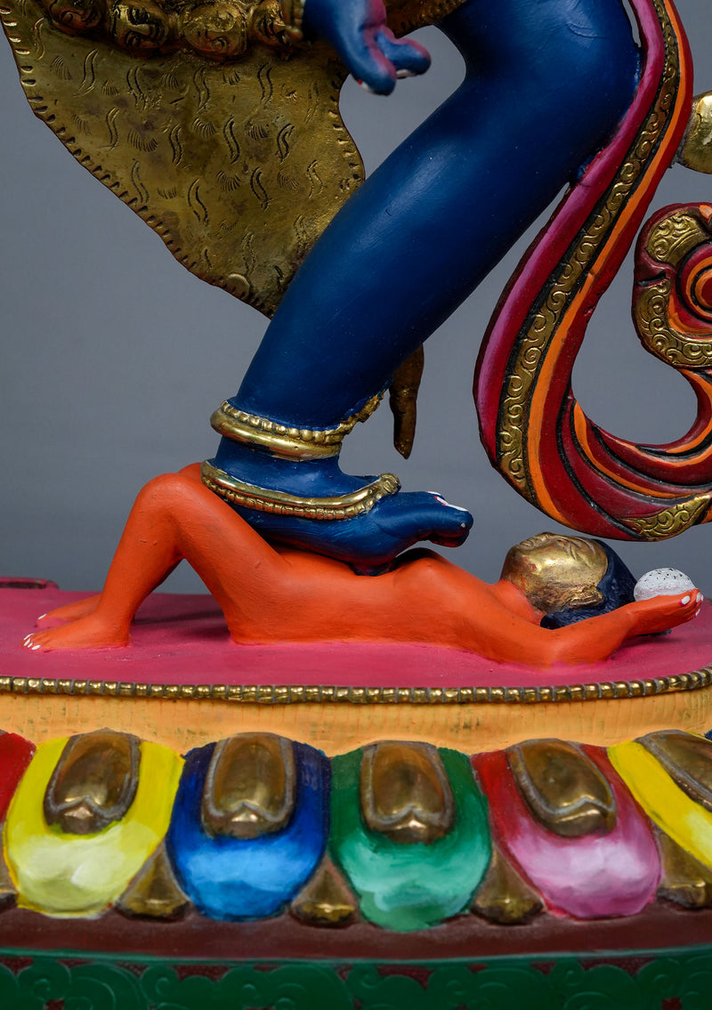 Masterarts  Partly Gold Plated Handpainted Standing Simhamukha Statue