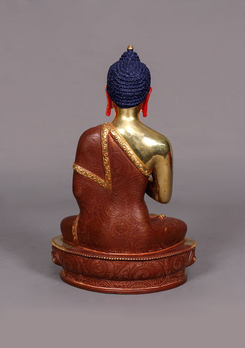 Partly Gold Plated Vairochana Statue 9" H