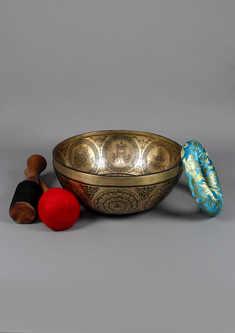 Hand Painted Chenrezig Singing Bowl C Note Blue