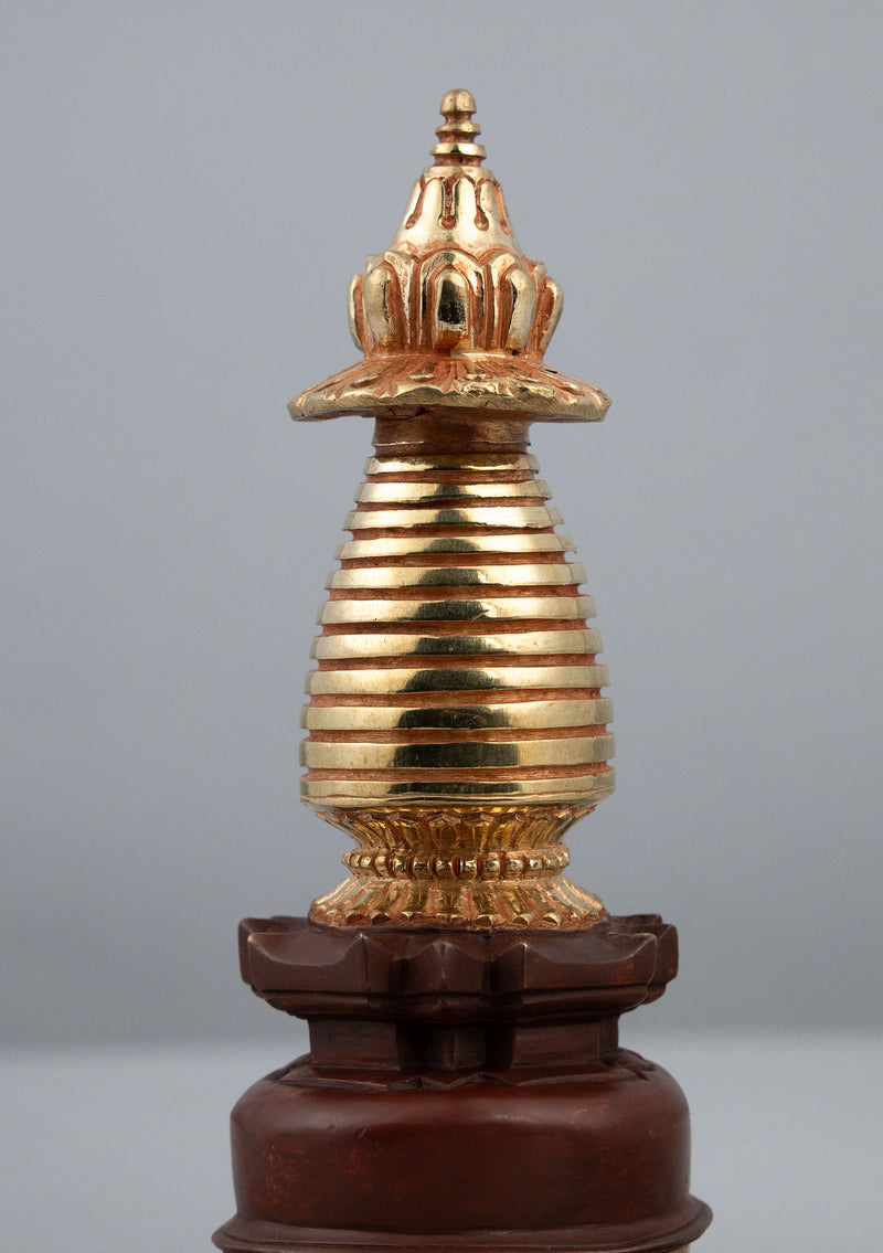 Partly Gold Plated Tibetan Chorten 7.5" H