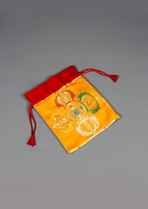 Double Dorjee Brocade Drawstring Mala Bag
