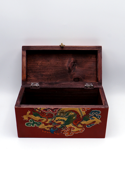 Handpainted Tibetan Dragon Wooden Box 10"