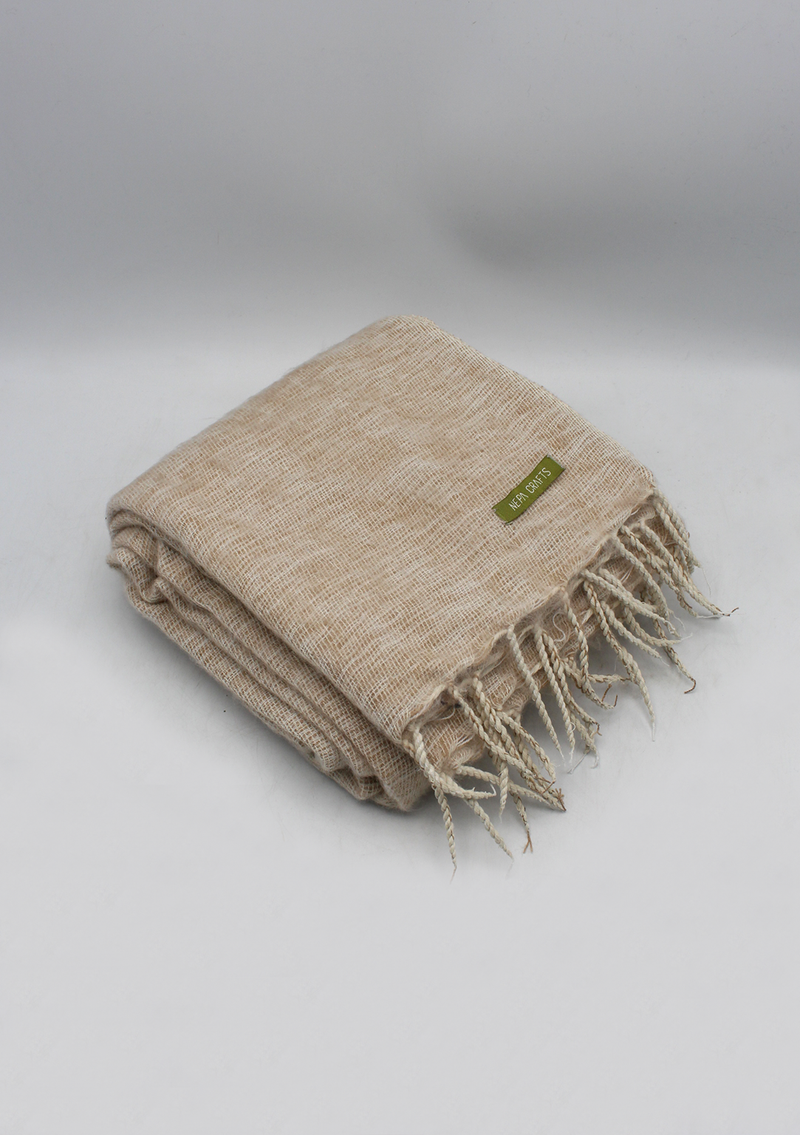 Camel White Yak Wool Shawl