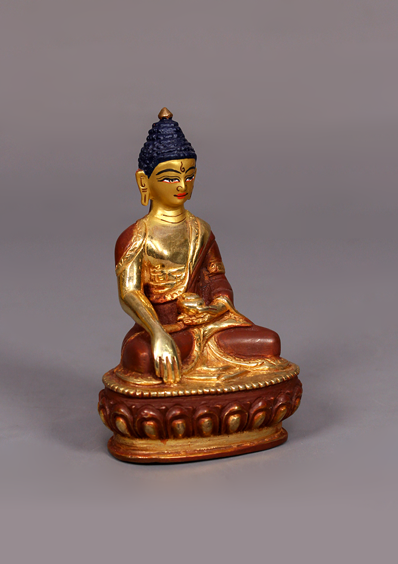 Partly Gold Plated Shakyamuni Buddha Statue 4"H