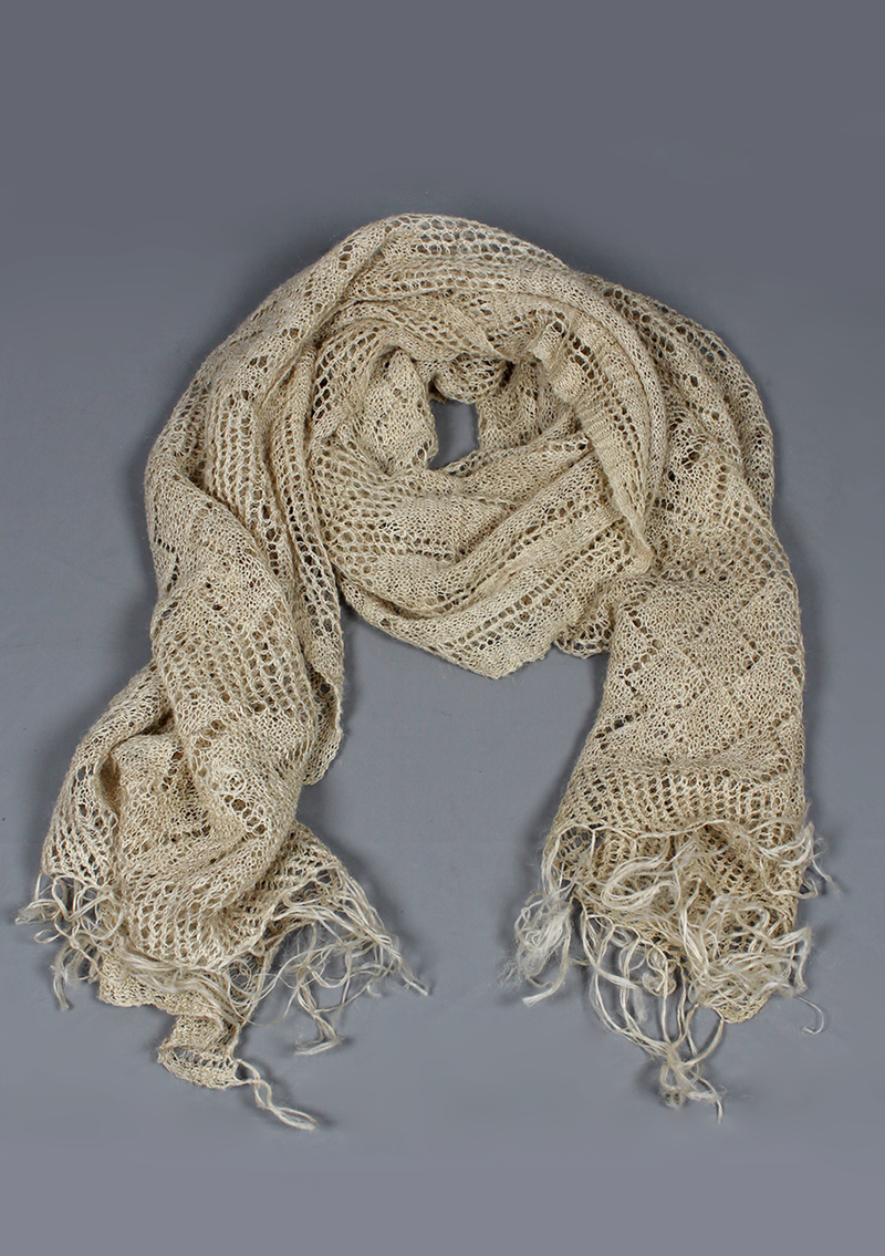 Handcrafted Ecofriendly Nettle Yarn Woven Pattern Shawl