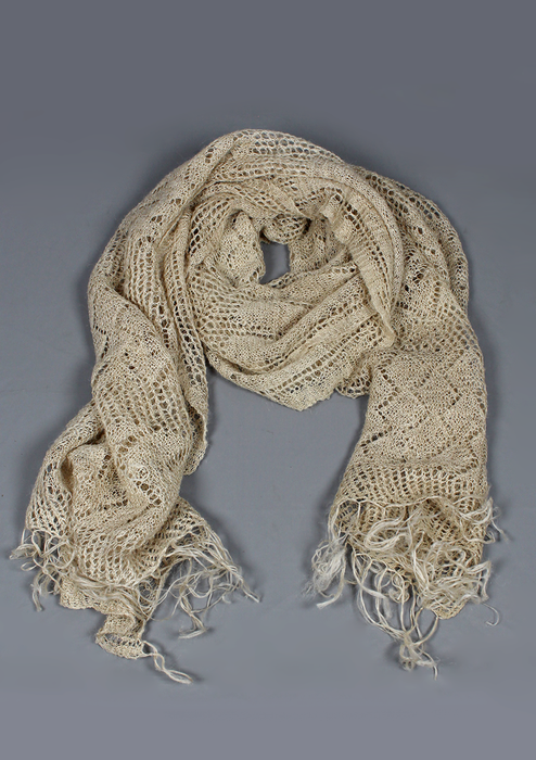 Handcrafted Ecofriendly Nettle Yarn Woven Pattern Shawl