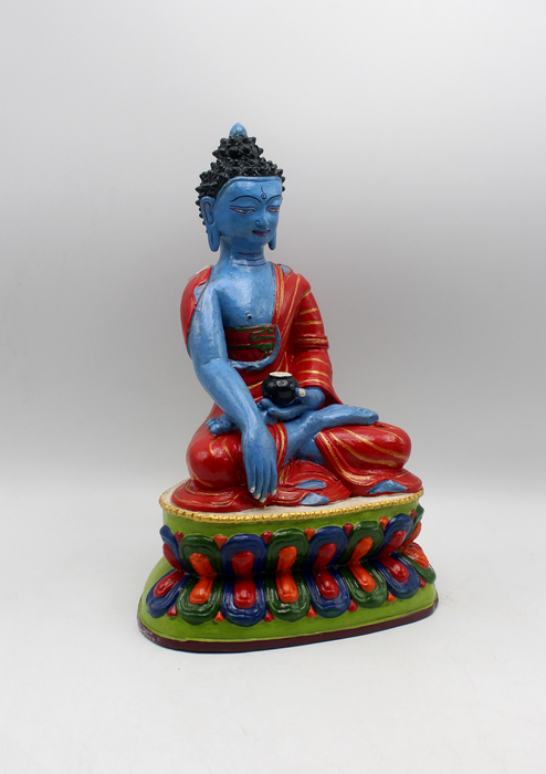 Handpainted Ceramic Shakyamuni Buddha Statue 12"H