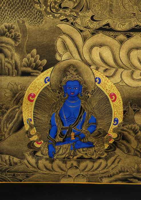 Aparmita  Black and Gold Thangka Painting