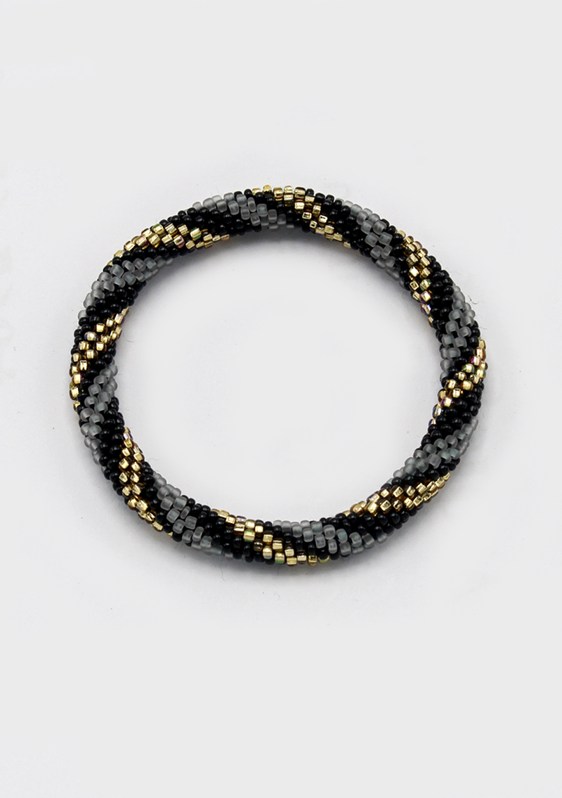 Roll on Beads Disco Black Gold Spiral Roll Bracelet - NEW BATCH