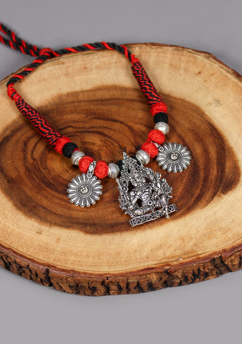 Elegant White Metal Tribal Deity Pendant from Nepal