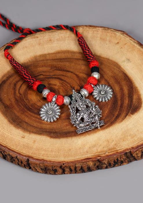 Elegant White Metal Tribal Deity Pendant from Nepal