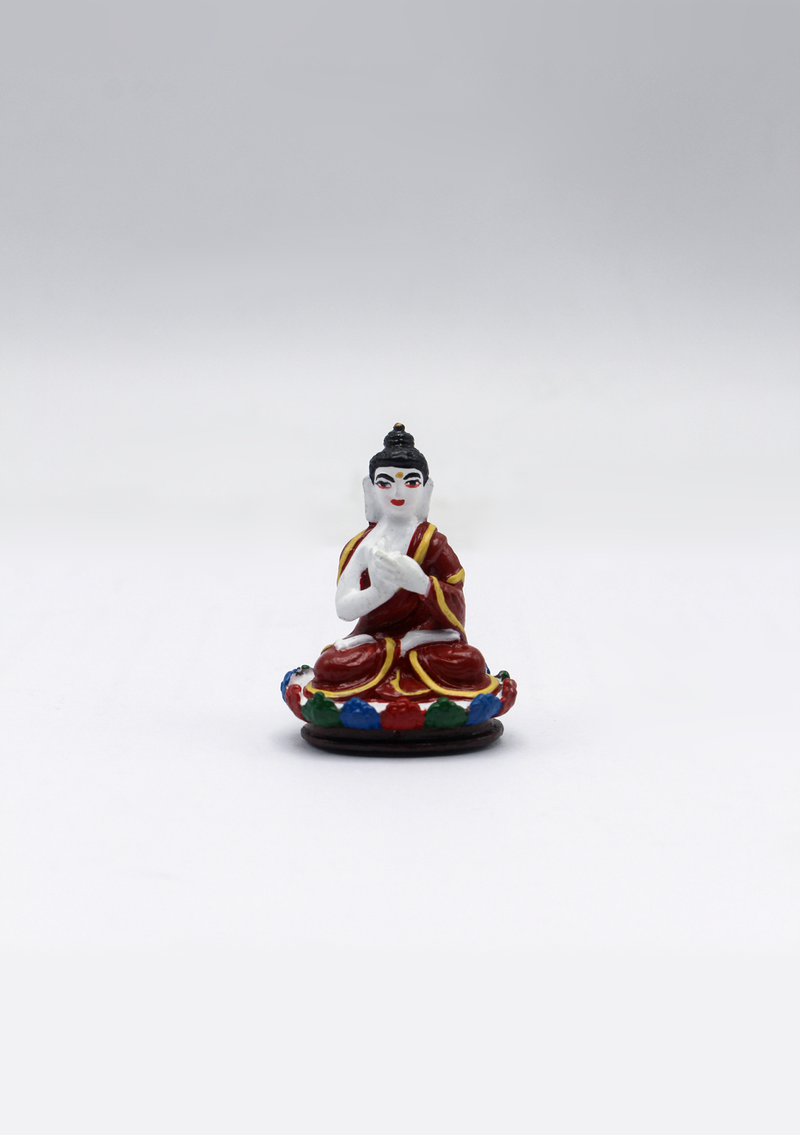 Mini Hand Painted Copper Vairochana Buddha Statue 1.5"H
