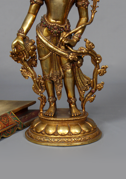 Fully Gold Plated Padmapani Lokeshvara Statue