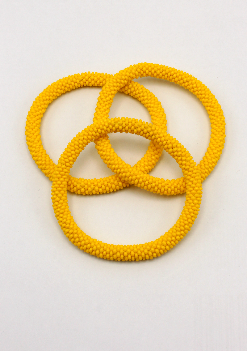 Yellow Matt Roll on Beads Nepalese  Bracelet
