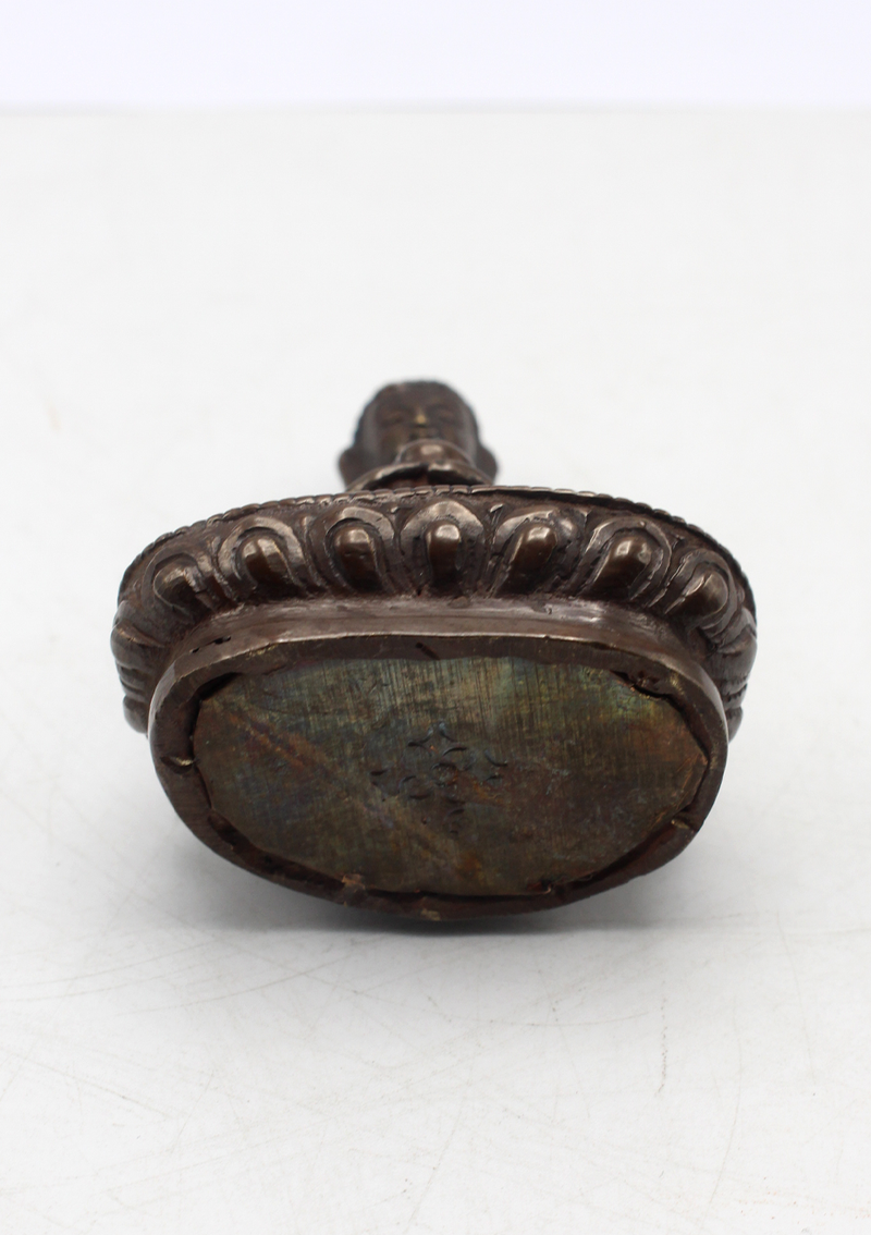 Copper Mini Amitabha Buddha Statue 3" H