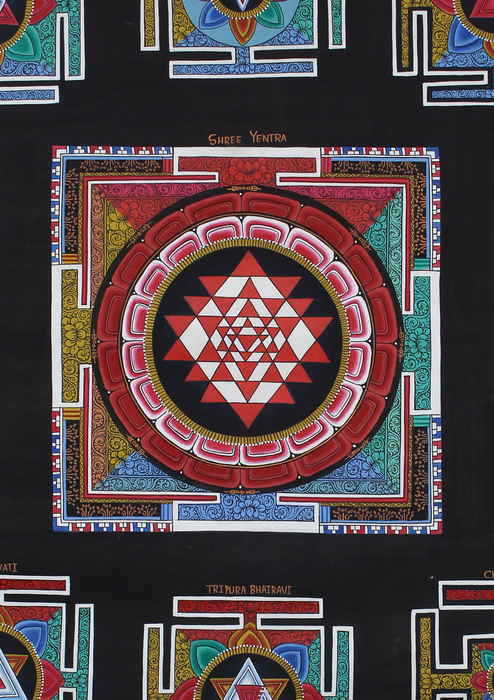 Shree Yantra Brocade Thangka Painting
