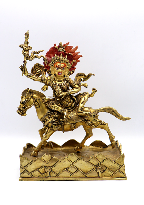 Master arts 24 K Gold  Palden Lhamo  Copper Statue 12"H