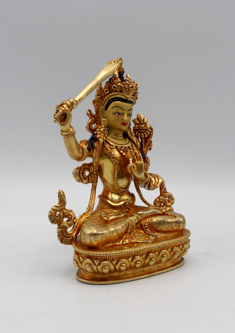 Masterarts 24 K Gold Plated Manjushree Statue 5.5" H