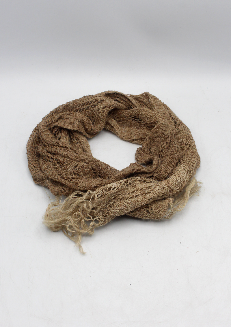 Natural Nettle Yarn Woven Pattern Shawl- Small