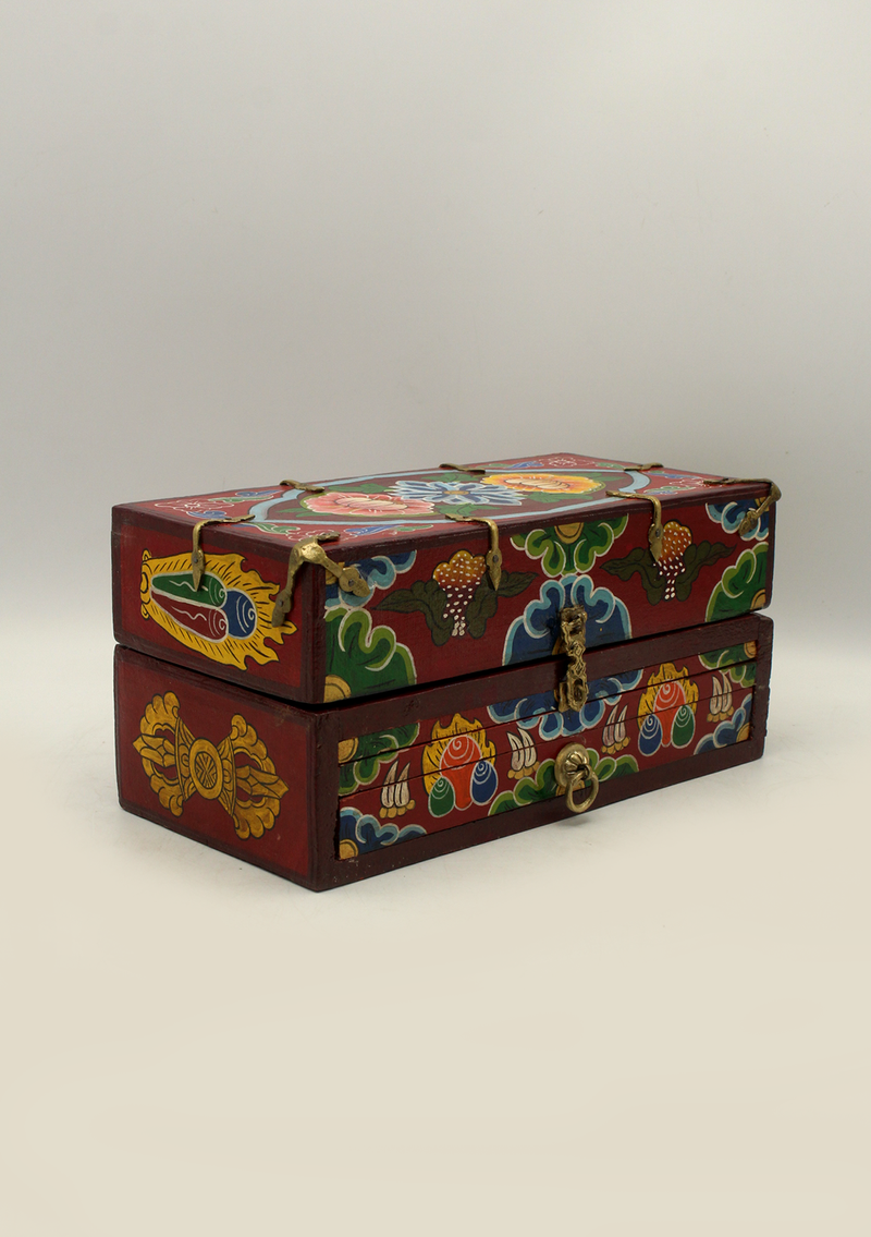 Handcrafted Wooden Buddhist Ritual Tibetan Altar Portable Shrine Box