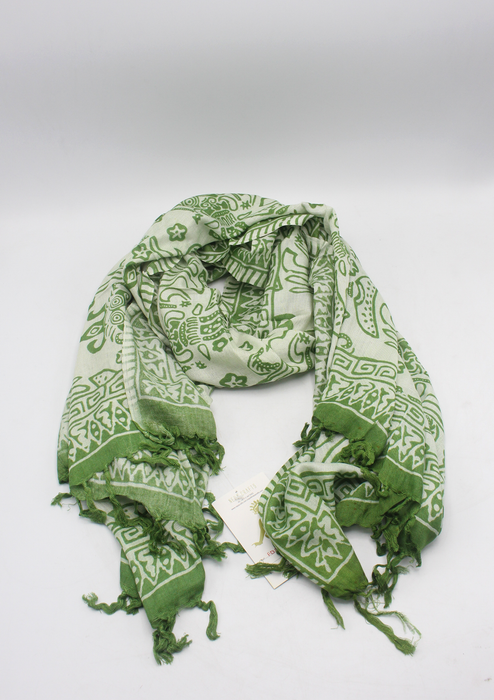 Yoga  Green Batik  Cotton Shawl