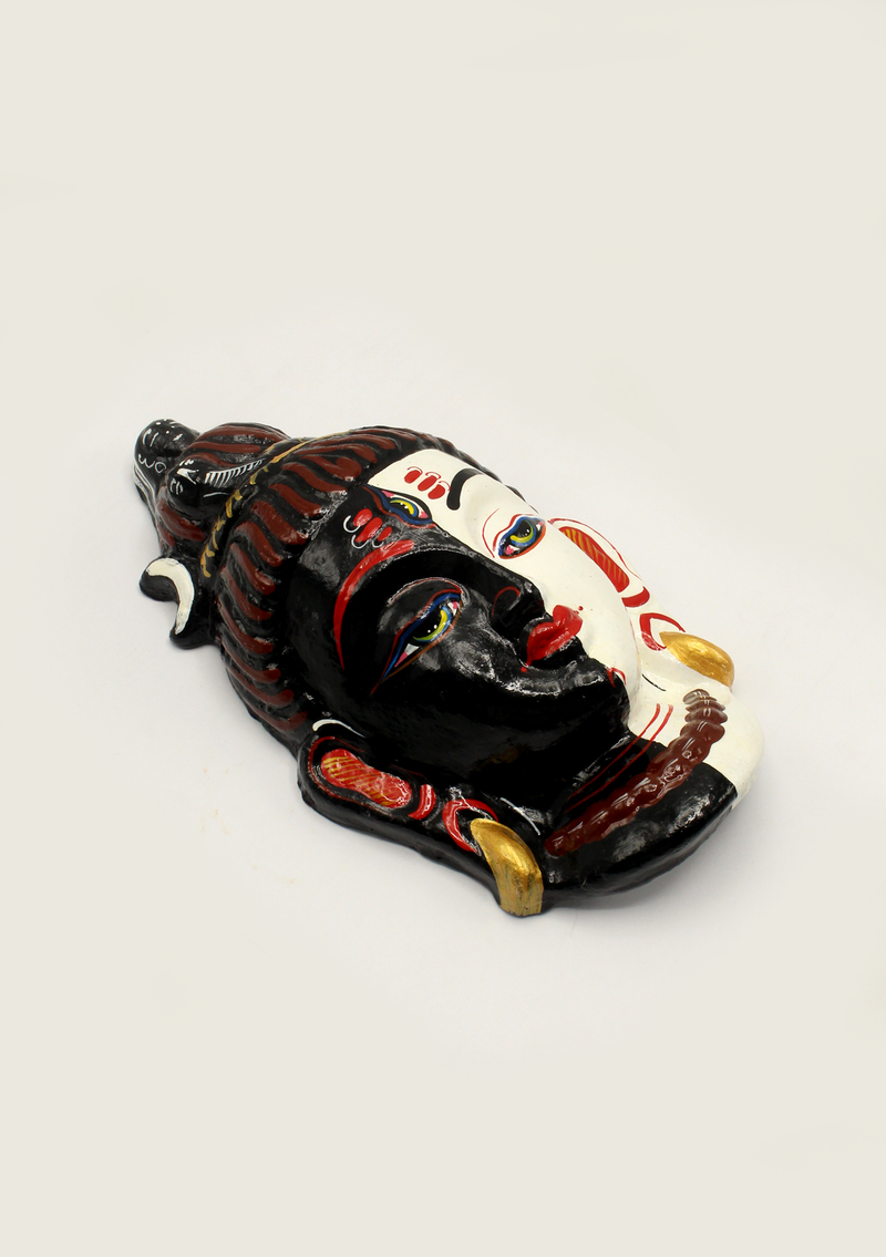 Hand Painted Paper Mache Three Eyed Shiva Wall Hanging Mask